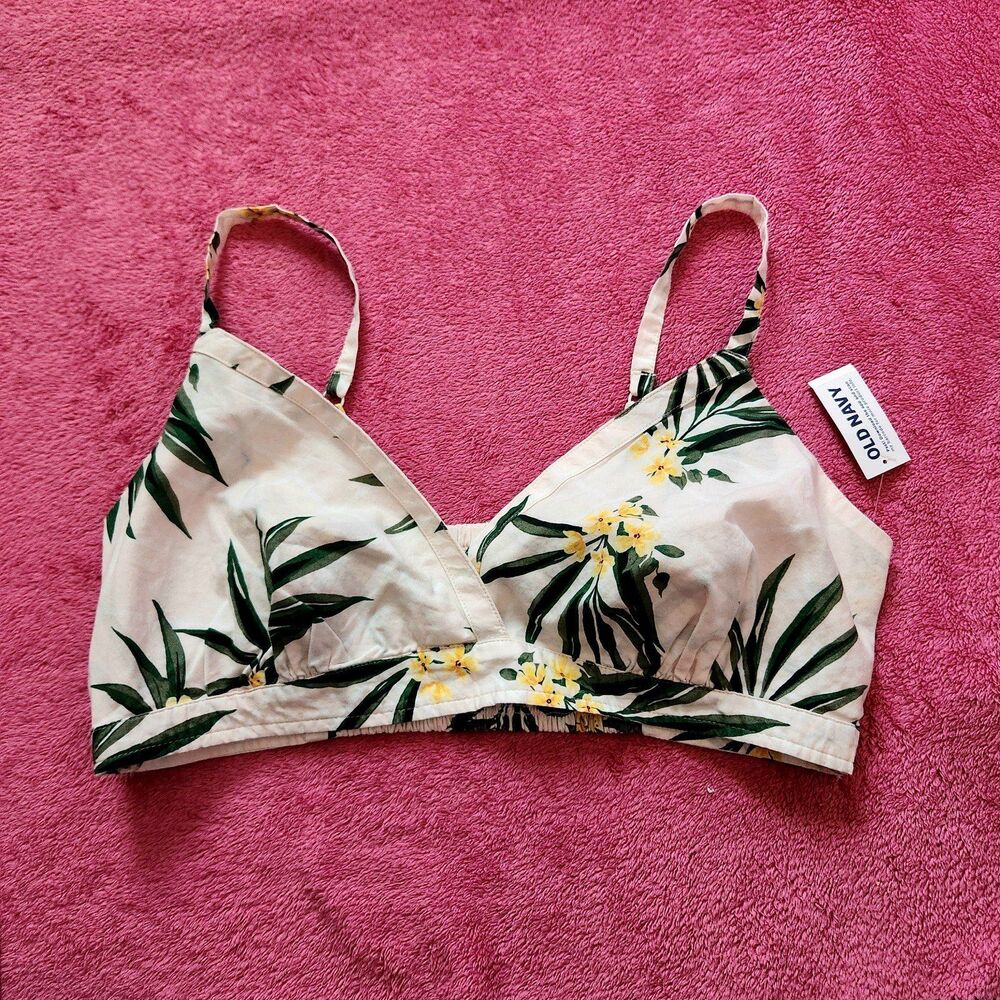 Old Navy NWT Palm Leaves White Crop Top